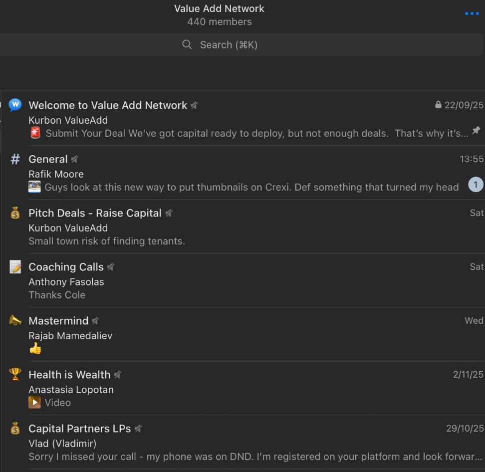 A view inside the Value Add Network member community