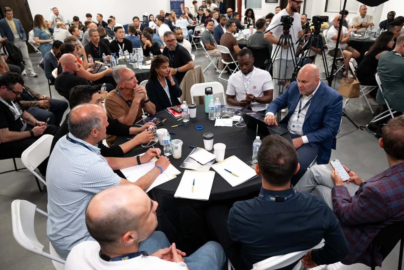 Commercial real estate professionals in conversation